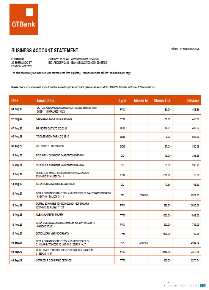 Download Guaranty Trust enterprise account statement Word and PDF format (1) Photoshop template